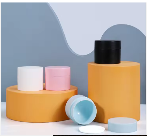 20g 50g 100g Frosted pink Matte Black Plastic Facial Cream Double Wall PP Plastic Jar for Cosmetic Cream