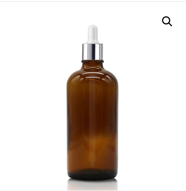 100ml Amber Glass Dropper Bottle + Aluminium Silver Pipette ( MOQ 50 PCS )